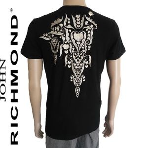 John Richmond Mens Black Filigree Embroidered Shirt SZ L